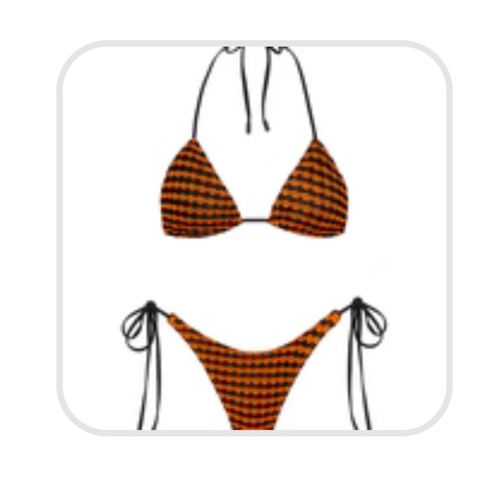 Triangl Swimwear Orange and Black Bikini Top